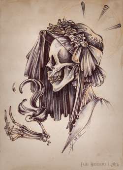 vinceaddams:  evara-hargreaves:  Sketch request from @vinceaddams : “A skeleton wearing a bonnet trimmed with a lot of flowers, possibly holding a teacup.”I actually intended to paint some parts with tea, but the shade wasn’t nearly as dark as what