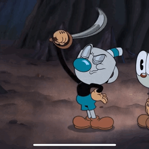 Mugman accidentally slicing off his shorts with a 🗡 revealing he’s a classic ♥️ boxers kind of guy.  The Cuphead Show - S2E3