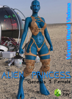We have a brand new sci-fi character for Genesis 3 Female! She has unique body and head morphs. A beautiful blue skin for both, 3Delight and Iray and three eye options. Ready for Daz Studio 4.8! Doesn’t work with Poser. If you thought this couldn’t