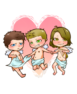   chibi team free will as cupids  (ღ˘⌣˘ღ)♥  jumping on the valentine fanart wagon bc i might not have time to draw them by the 14th! i failed to procure a greasy one-liner this time lol anw this is also transparent!! 