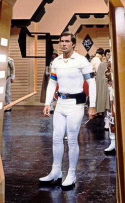Gil Gerard looking beefy on the set of Buck Rogers in the 25th Century.