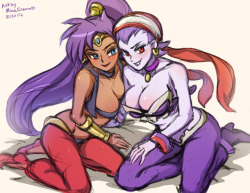 minacream: #69 Shantae and Risky Boots! Commission meSupport me on Patreon    Eee! The new Shantae 5 opening animation looks amazing. Here, have a sketch I did of Shantae and Risky Boots from 2016.  
