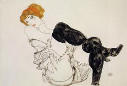 german-expressionists:Egon Schiele, Woman in Black Stockings, 1913 