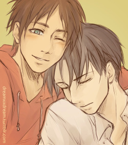dreamxxdream:  Levi thinks selfies are dumb so Eren sneakily takes them when he’s sleeping (and later is found out when Levi sees them as his phone background) NONNIE HOW COULD I NOT ;v; 