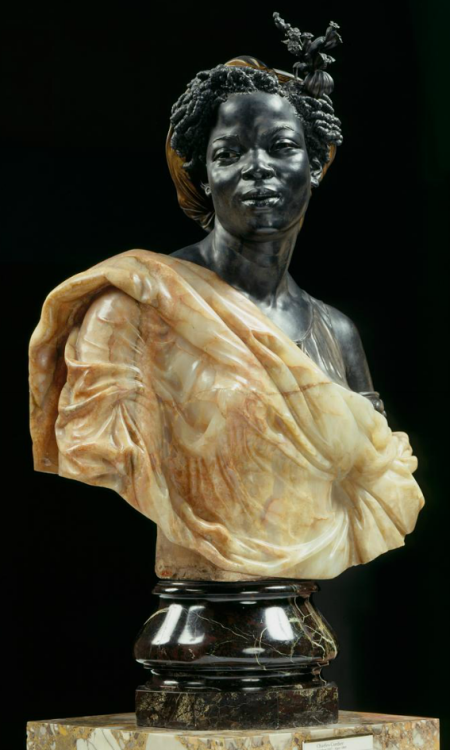 medievalpoc:  1800s Week! Charles-Henri-Joseph Cordier Capresse des Colonies France (1861) Bust in onyx and patinated bronze and stone on a pedestal of rose veined marble, 96.5 x 54 x 28 cm. Musée d’Orsay  [x] 