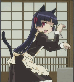 fabcilantro:  Gokou Ruri being cute af in a neko maid outfit. She thinks no one is looking, but we are all watching ;)4th gif source: maridah.tumblr.com-Entro