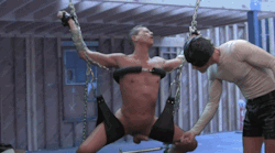 This is really hot to me.. Something about his open posture – legs spread so wide, his hard cock and balls freely exposed to receive their punishment&hellip;  grover3:  Teaching a faggot the difference between a Man’s balls and faggot balls.  A Man’s