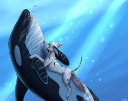 dottipink: Who doesn’t like a little feral on feral action? Dot goes to seaworld for the first time and… Art by https://www.furaffinity.net/user/0-ruff/  