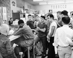 slugsteak:nothingexceedslikeexcess:historicaltimes: Harassment during a civil rights sit-in at the Cherrydale Drug Fair in Arlington, VA June 10, 1960 - Read More.  The ugly side of vintage.  *realistic side
