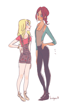 birdgekis:  girlfriends wearing tiny overall shorts with strawberries all over them and leggings as pants, because why not, they’re hot and can pull them off (later) hahahhaa 