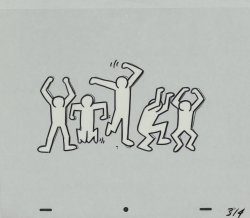 gameraboy:Sesame Street breakdancers animation cels by Keith Haring, 1987.