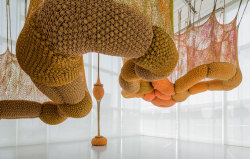 exhibition-ism:  Ernesto Neto and his protege Evandro Machado  created this massive installation at the Espace Louis Vuitton Tokyo  last year. Photos courtesy of DesignBoom  From the artist: ‘the valorization of the human is about productivity over