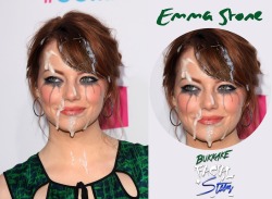 facialstars:  Emma Stone bukkake cum facial fake 