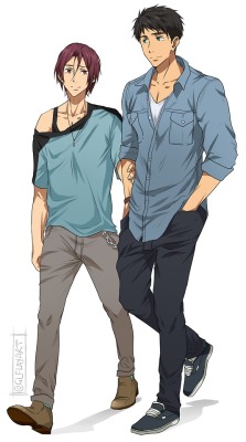 leflayart:  Doodled Sousuke and Rin having a bro stroll on a bromantic date after seeing a bromantic movie, on their way to go bro-fuck.  Support my art here: https://ko-fi.com/glflayart