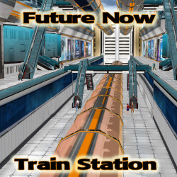 Jump on the John Hoagland train with his their new train station! A futuristic themed train station, perfect for any sci-fi scenes. This scene includes: 	Three transit tubes help keep people moving, whether it&rsquo;s by futuristic train, mag-lev, or