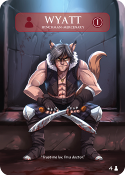 bnfworld: d-rex-art:  Another No Honor Among Thieves card! This time it’s @goozieart‘s Wyatt!  Some artwork for a card game D-rex designed. This one features goozie’s coyote Wyatt.    Interested in animal girls, RP, commissioning or doing art and