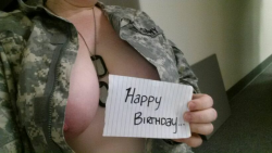 classysassyredd:  mymarinemindpart4:classysassyredd.tumblr.com This beautiful Soldier is nice enough to share a Happy Birthday to the Marines out there. She is very sexy and has lots of amazingly hot pictures on her page. Be sure to give her some love