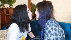 my-gay-mind:  lezbe-hella-gay:  MY LESBIAN HEART CANT HANDLE THIS IM SHAKING AND CRYING AND LAUGHING ALL AT THE SAME TIME, THEY ARE BOTH BEAUTIFUL AND HAVE THE PUREST SOULS I LOVE THEM SO MUCH(Ally and Stevie kissing - Ex Girlfriend Tag, March 2018) 