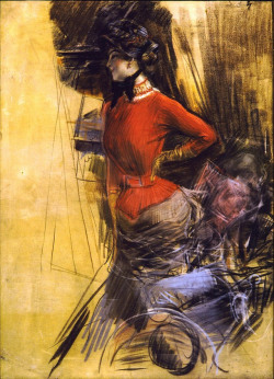 artist-boldini:  Lady in Red Coat, Giovanni Boldini