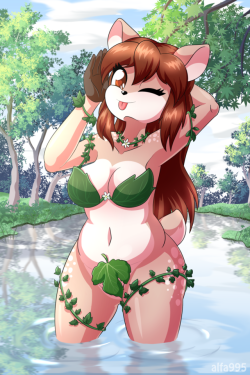 alfa995: Whoah there, skimpy! At least she’s enjoying the summer, but imagine if it spontaneously became autumn and those leaves fell off… Autumn version on my Patreon! ( ͡° ͜ʖ ͡°)  c:
