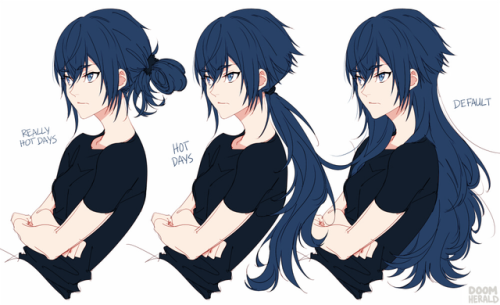 doomherald: long time no art! here are some hairstyle ideas for ffxv swaps. originally started as a request for prompto styles, then i kept going c: prom: requester specified no braids. kept the bangs the same across the board to make her a little more