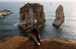 jadethemerman:  standwithpalestine:  A beautiful gesture from Lebanon - names of Palestinians killed by Israel in the last two weeks were hung on huge banners in Raouché, Beirut during a demonstration against the latest Zionist assault on Gaza, July