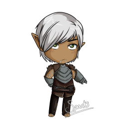 sparksdraws:  Tiny transparent Broody elf Fenris for your blog! Available as a keychain here!Hawke // Anders