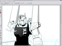 Slowly making progress on the doujin cover&hellip;! I think I need to fix Ultra Magnus&rsquo; torso a bit because it&rsquo;s feeling a little short&hellip; Four more cats to draw too!