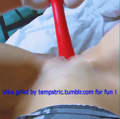 tempstric:  Teen model Vi-ka dildoing with monster dildo “the red bat” 10.2 inch