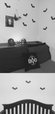 Because the solution to any bad mood is decorating your bedroom walls and above your daughters crib with bats.