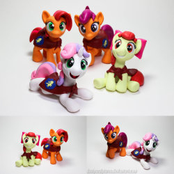 dustysculptures:  CutieMark Crusaders are GO!   Each pony is for sale for โ+shipping~  However all 4 of them are for sale together** for 赓 + Free shipping within the US (International is calculated) If you’d like to purchase her please send me