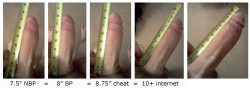 This is why you can’t trust dick pics.  Ladies, we have to see for ourselves.  This is a nice cock as is, no need to lie.  I definitely have measured a few, lol.  This is also why dicks in porn sometimes look massive.  I know they are big to begin