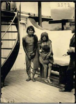 black-american-queen:  black-american-queen:  euthanizeallwhitepeople:  jcoleknowsbest:  neoamericana:  nezua:  asustainablefuture:  A Selk’nam couple with their baby, on a ship en route to be exhibited in Europe as “wildmen”. The Selk’nam people
