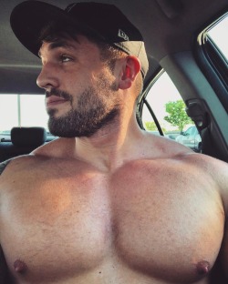 max14me:  redbeardy:    Beauty Stud with perky nipples waiting at the pick up parking lot for hot action