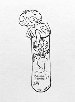 toomuchperfume:  momma-crow:  tommy-siegel:  Doodle request: “Something you hope not to find in a Pringles can.”  Ah SHIT I got another one with whoever-the-hell-this-guy-is inside   Dear gods that’s terrifying  Mr. Pringles Coming Out of His Well
