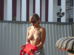 justfunsex:  Wife posing nude in public  would get my cannon firing