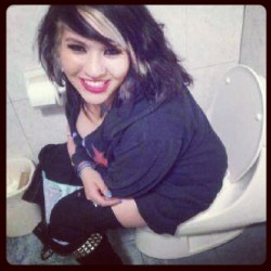 eevee336:  White girl wasted lol perfect picture to complete posting 100photos on this shit. #Drunk #plugs #piercings #toilet 