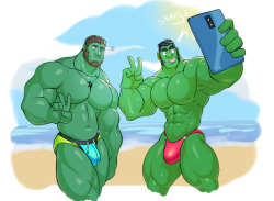 chesschirebacon:orc couple being goody at the beach