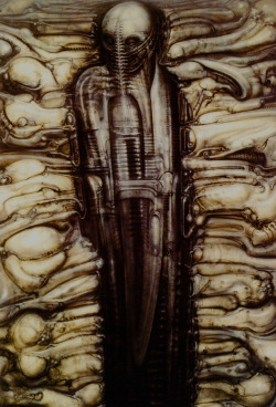 siryl:  &ldquo;Samurai,&rdquo; another scan from HR Giger ARh . Back when I was a teenager obsessed with the Alien Tetralogy, I used to imagine there were numerous castes of Space Jockeys adapted to different functions in their society.  This was one