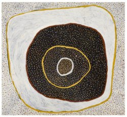 abstrakshun:  Timothy Cook Kulama  -  2015 ochre on linen Museum of Contemporary Art commission. Courtesy the artist and Jilamara Arts and Crafts Association ©Timothy Cook/Licensed by Viscopy 2015 