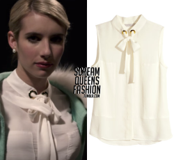 Screamqueensfashion:  Who: Emma Roberts As Chanel Oberlinwhat: H&Amp;Amp;M Sleeveless