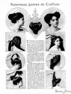 toghh:  the-modern-edwardian: French Gibson Girl Hairstyles, 1908   You wanna see my models faces when I send them stuff like this…