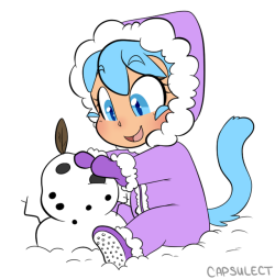 capsulect:I know its been a long ass time since i’ve posted art, so take a doodle of bra making her first snowman. Adorable !!  