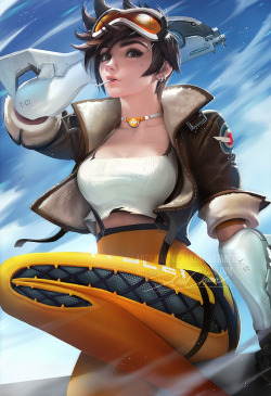 sakimichan:   My take on Tracer’s day off :3 fun fan piece she’s wear a mini chrono choker device.PSD high res,steps,vidprocess etc&gt;https://www.patreon.com/posts/tracer-day-off-7222597   