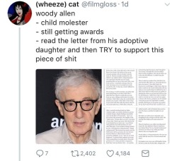 99briefingcinnamon:  weavemama:  weavemama:  I feel like this is a very important thread considering a lot of people cut Hollywood abusers a lot of slack just because “they’re work is very good and entertaining”. There are plenty of other Hollywood