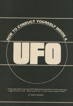 astrofisicas:  Robert Barrow’s How to Conduct Yourself Inside a UFO, 1977. 