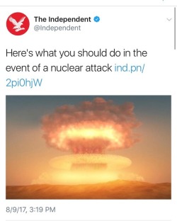 transgirlpinup:  lime-vodkaaa:  goodshinyhunter:   tripprophet:   weavemama:  ladies and gentlemen we have officially reached the “in case a nuclear attack happens” phase……. [x]  This shit is wild.   There should be an amber alert or something
