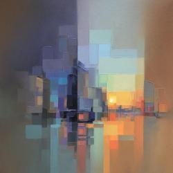 sixpenceee:  This painted landscape blends precise pixelation and hazy abstraction perfectly (by Jason Anderson)