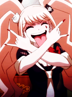 grimphantom:  kansashi: Junko from Dangan Ronpa's episode 13 Extended Version （人´∀`*）  By any chance she has multiple personality? :P  &lt; |D&rsquo;&ldquo;&rsquo;