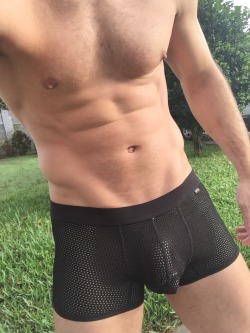 exposedhotguys:  New Black Mesh Underwear. Type where I should wear them when you REBLOG!To see more of me CLICK HERE!!!!